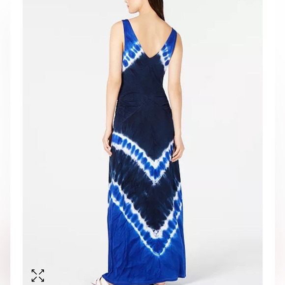 INC International Concepts Chevron Tie-Dye ruched Maxi Dress - Picture 4 of 4
